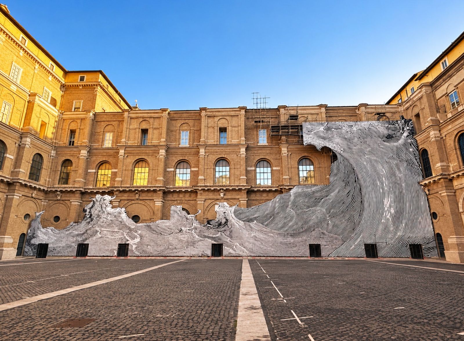 Installazione Diluvium di JR nel Cortile del Belvedere in Vaticano